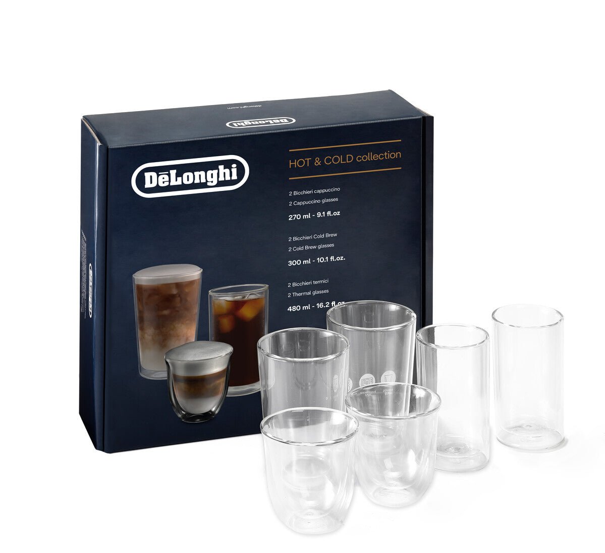 Delonghi - Hot & Cold Coffee Glasses Collection Set of 6 - DLSC326