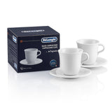 Delonghi - Cappuccino Porcelain Cups and Saucers White - DLSC309 - De'Longhi South Africa